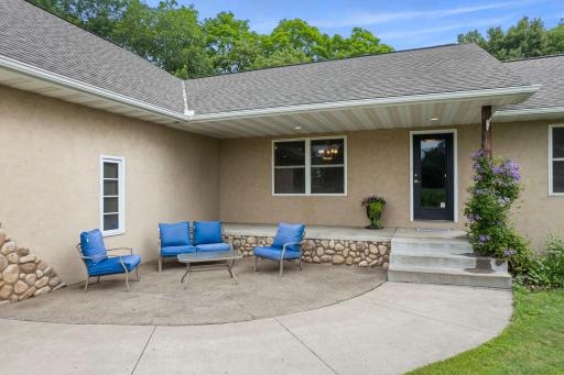 Peaceful concrete patioâperfect spot for your morning coffee.