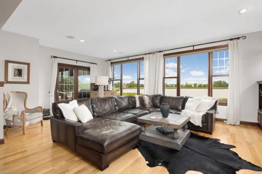 Panoramic water views from the main floor living
