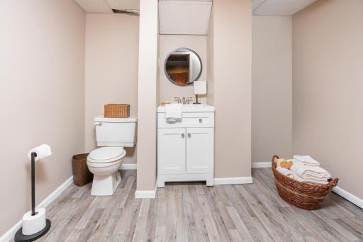 Basement half bath, with rough in for tub and/or shower