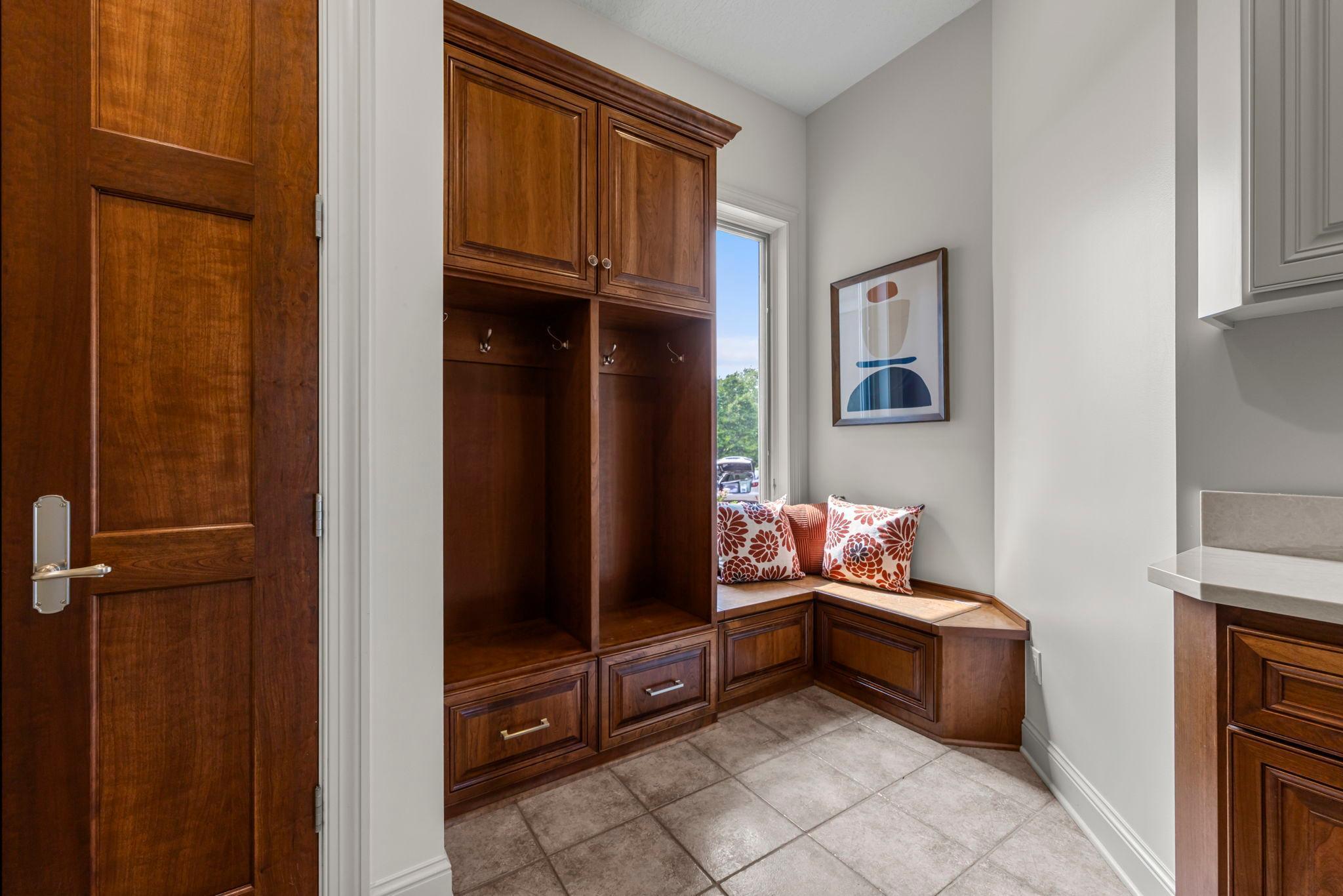 Mudroom just inside the garage
