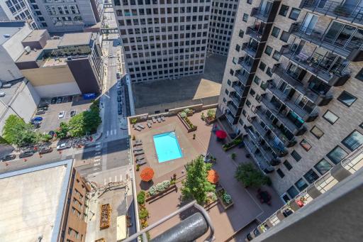 Pool and Roof top patio view from balcony