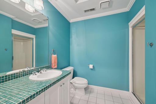 In addition to excellent closet space, the second bedroom also features a private 3/4 bathroom.
