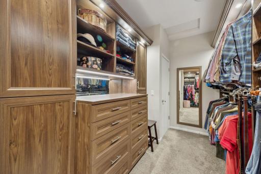 The Primary Closet - the sellers added custom organizer systems from California Closets to all of the closets throughout the home.