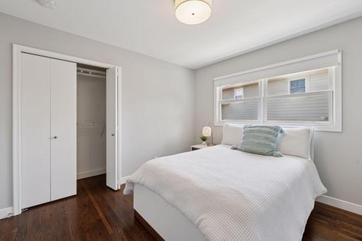 Plenty of natural light and closet space for this first bedroom