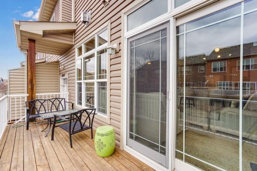 Walk out to the deck from the living room