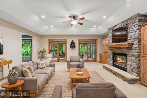Family room area that has been virtually staged to show a different layout!