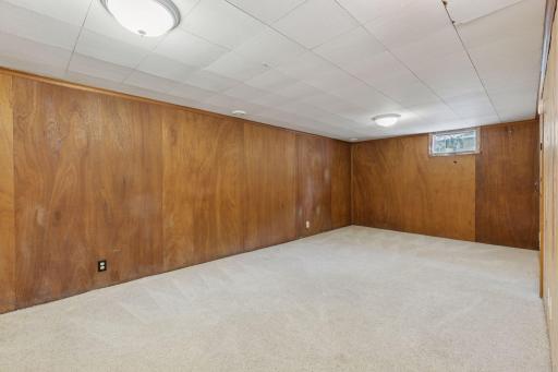 Mid-century wood paneling! Large laundry room (not photographed) located to the right of the daylight window.