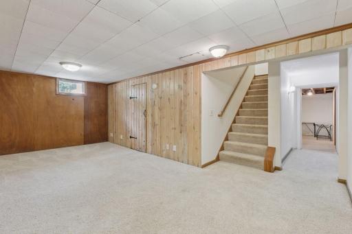 Finished lower level family room, with the added bonus of unfinished square feet in the addition located under the kitchen dining room- just waiting for the next homeowner to use as-is, or finish to build instant equity.