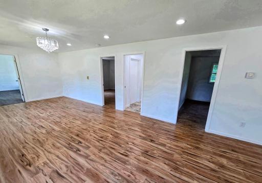 Living area doors to bedrooms and bath