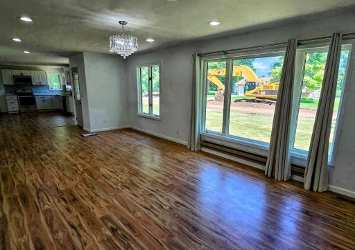 Front door & north side of house (you can see street work being done)
