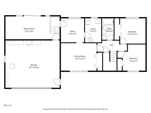 Lower Level Floor Plan, Garage and Bonus Room!