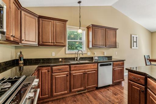 Ample cabinet and counter space!