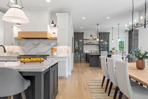 Wet bar is flows right off the kitchen