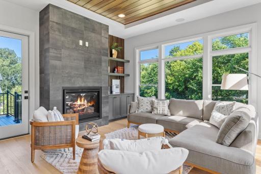 Hearth room w/ outlets above fireplace for TV