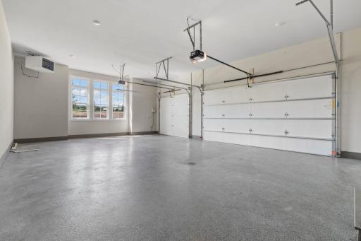 Heated large 3 car garage