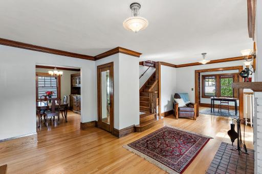Living room - the freshly refinished original hardwoods look stunning!