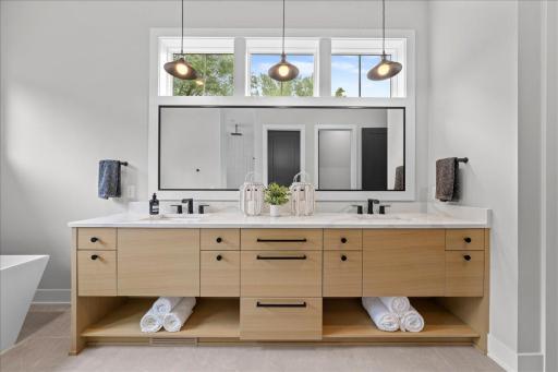 Natural light all around in the Private Primary bath.