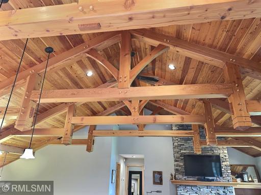 Hereâs a closer look at the dramatic beauty of the post and beam construction.