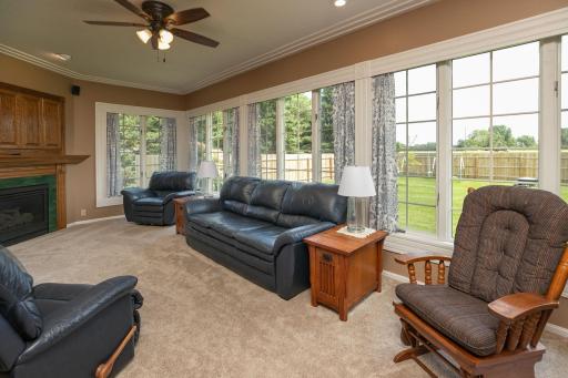 Sun Room with built in TV and Fireplace
