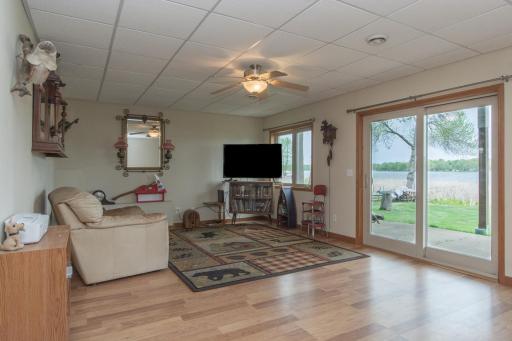 Lower level family room, with a walk out to the lake.