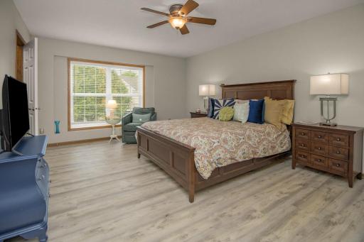Primary bedroom is enormous! Watch the sunrise from the huge windows.