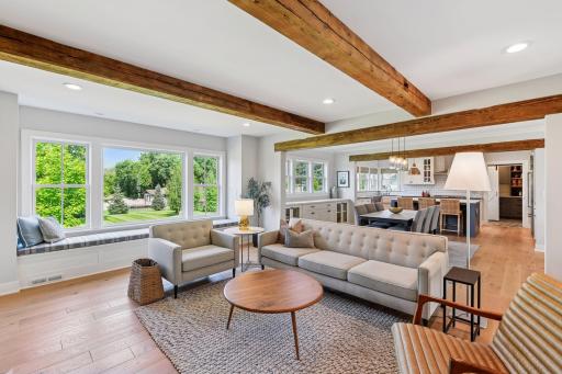 Solid wood beams enhance the main level living areas