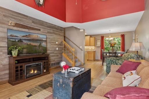 You'll walk in and be greeted by this caulted ceiling in the living room