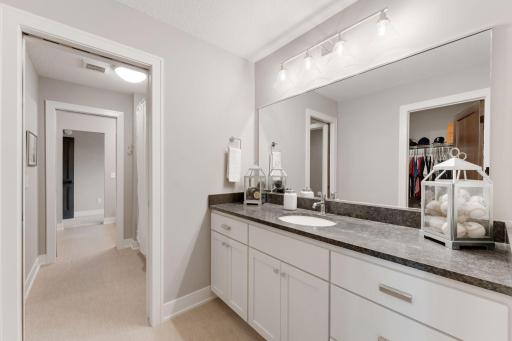 One side of the Jack and Jill full bathroom on upper level