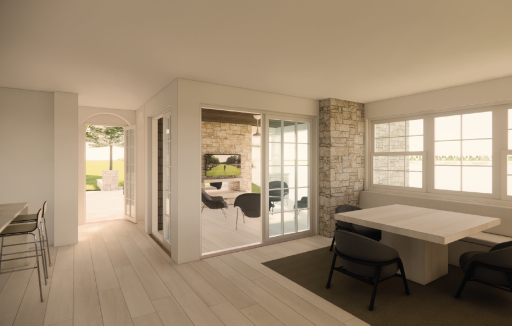 The rich sunsets provide the perfect backdrop for for golden hour cocktails and open-air dinners that linger long into the evening. This interior rendering is an example of what could be built with BCD Homes.