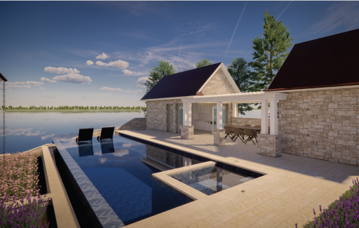 Collaborate with BCD Homes to design a lakefront masterpiece tailored entirely to your vision and lifestyle. This exterior rendering is an example of what could be built with BCD Homes.