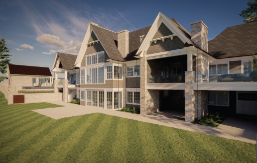 Whether you seek a peaceful retreat or an elevated space to entertain, this property is poised to become a lasting legacy on one of Minnesota’s most sought-after lakes. This exterior rendering is an example of what could be built with BCD Homes.