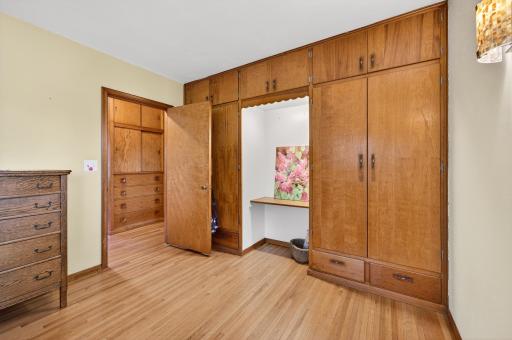 Bedroom two has an identical clothes closet arrangement as the primary bedroom.