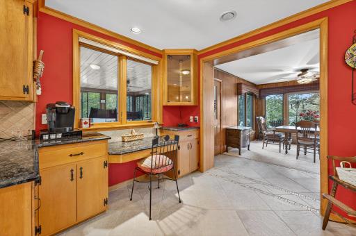 In 2007 the kitchen was completely remodeled and resulted in this granite topped desk area, ideal for cookbooks, portable laptops and charging station for iPhones.