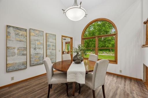 Informal dining space with views of the natural landscape.