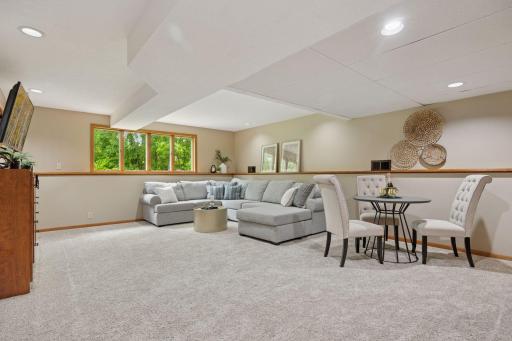 Spacious lower-level family room with walkout access to the backyard.