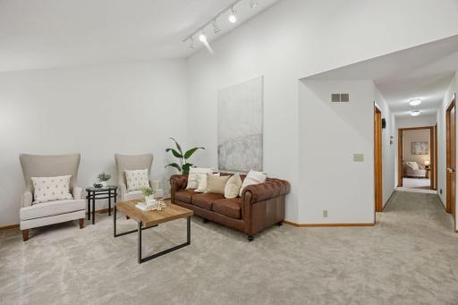 Lower level is perfect for entertaining family and friends with beaming light.