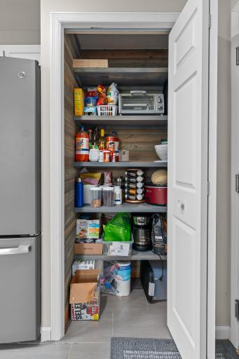 Even the pantry has style with shiplap detail!