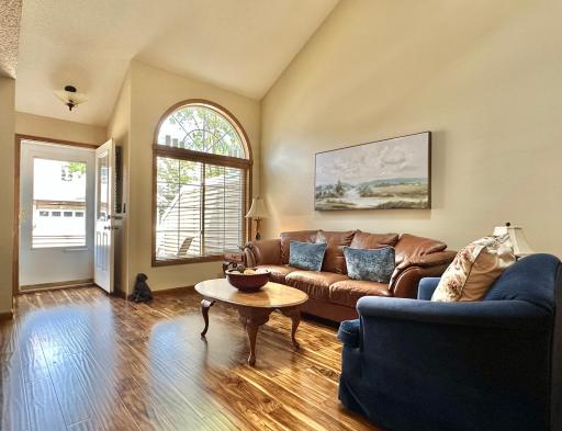 Lots of good social space in the main level living room with nice natural lighting.