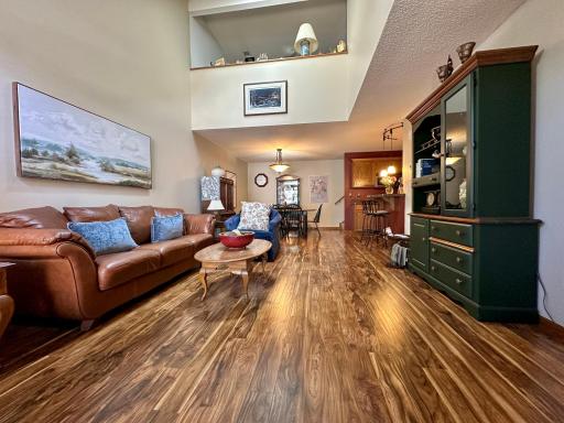 Inside is bright and inviting. Above is a loft, currently used as an office.