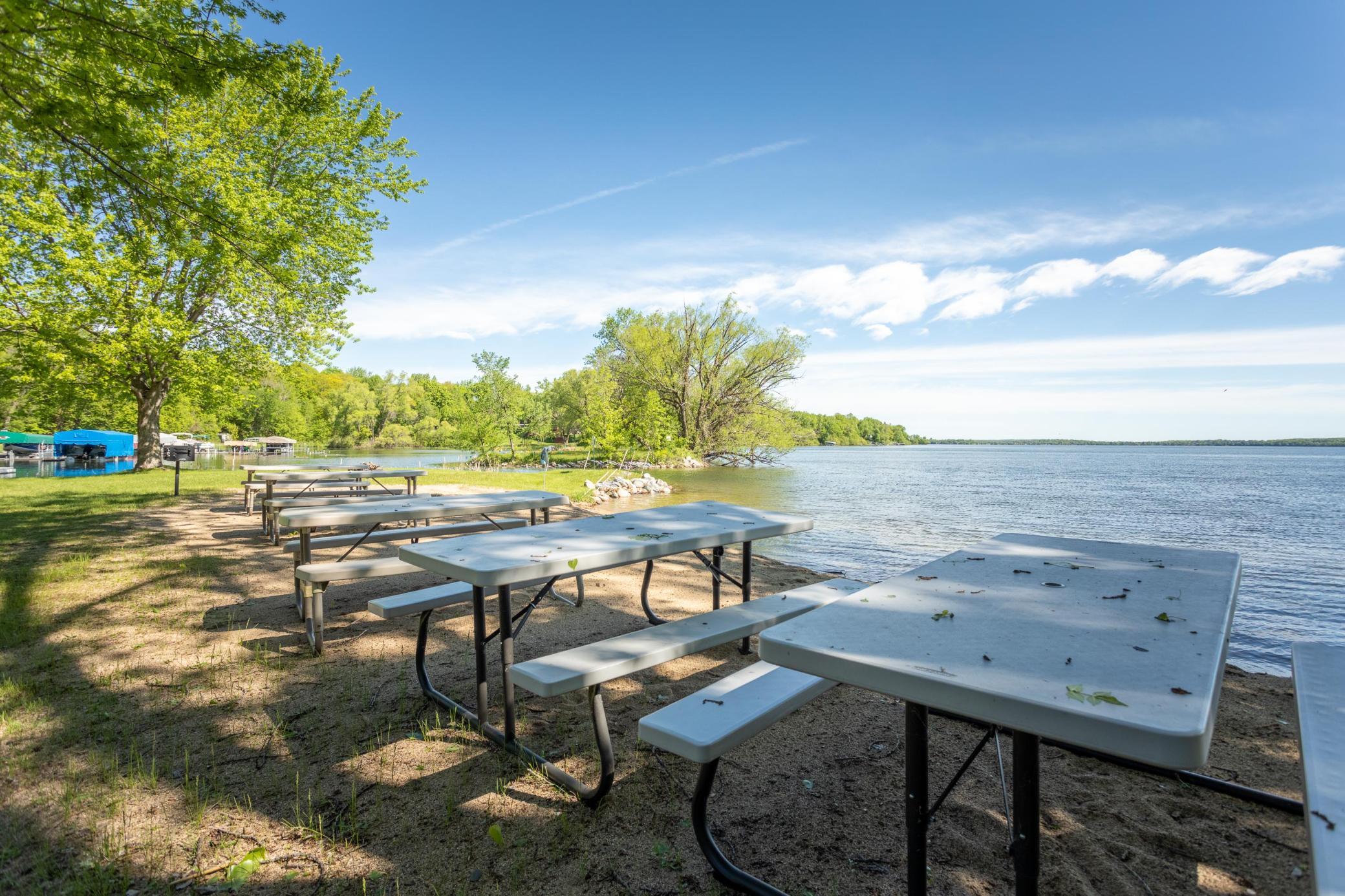 Picnic tables at the beach
