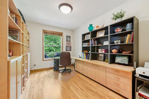 Main floor office with views of the backyard.