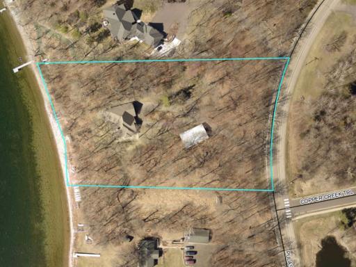 View from Wright County GIS showing the approximate lot lines of this nearly three acre property with 270 feet of shoreline.