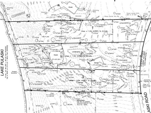 Concept plan showing the ability to divide the property into three lots. Property is being sold all together as one parcel.