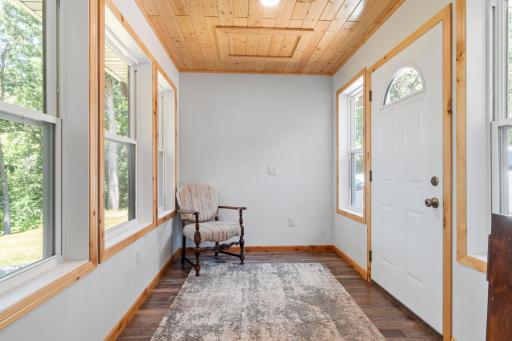 Entry with overhead electric wiring roughed in for future garage.