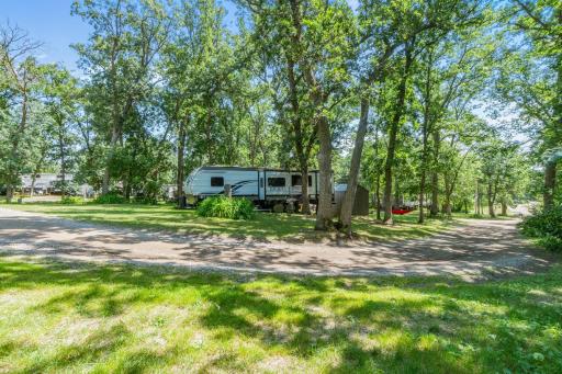 Peaceful setting surrounded by mature oak trees.