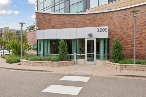 Private resident-only entrance on the west side of the building across from Starbuck's and Cov Restaurant.