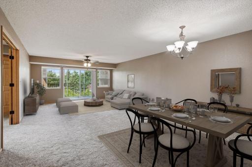 Open floor plan receives ample natural light.