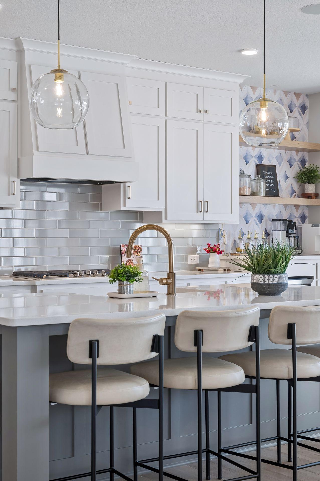 Large center island for seating, prep and serving