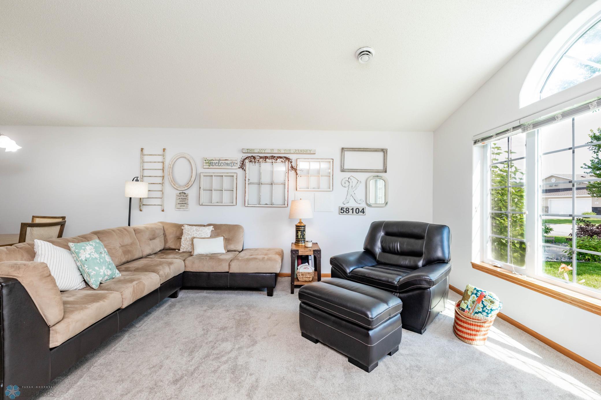 Living room w vaulted ceiling