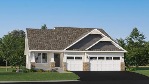 (Exterior rendering, actual homes finishes will vary) The Courtland II has a stunning exterior!